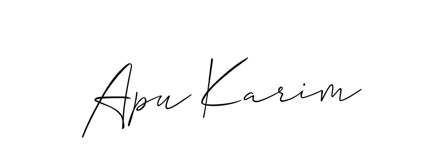 Also we have Apu Karim name is the best signature style. Create professional handwritten signature collection using Allison_Script autograph style. Apu Karim signature style 2 images and pictures png