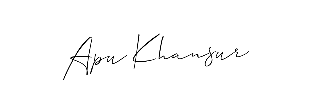 Create a beautiful signature design for name Apu Khansur. With this signature (Allison_Script) fonts, you can make a handwritten signature for free. Apu Khansur signature style 2 images and pictures png