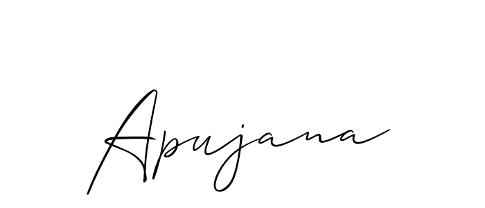 Use a signature maker to create a handwritten signature online. With this signature software, you can design (Allison_Script) your own signature for name Apujana. Apujana signature style 2 images and pictures png