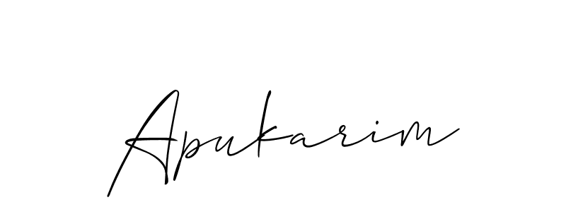 Design your own signature with our free online signature maker. With this signature software, you can create a handwritten (Allison_Script) signature for name Apukarim. Apukarim signature style 2 images and pictures png