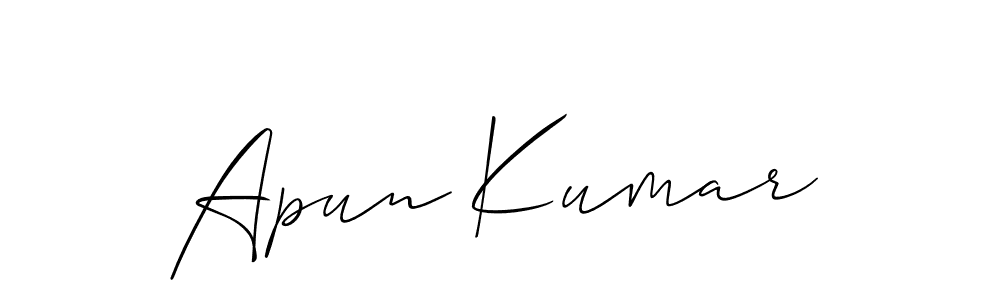 How to make Apun Kumar name signature. Use Allison_Script style for creating short signs online. This is the latest handwritten sign. Apun Kumar signature style 2 images and pictures png
