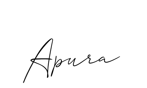 Use a signature maker to create a handwritten signature online. With this signature software, you can design (Allison_Script) your own signature for name Apura. Apura signature style 2 images and pictures png