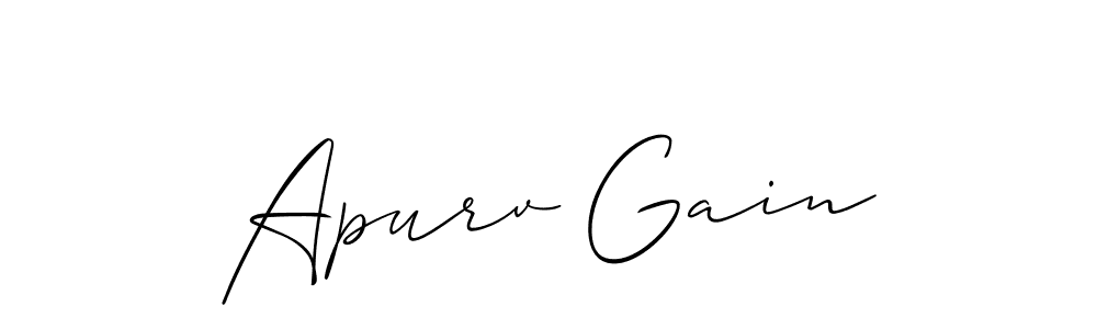 Apurv Gain stylish signature style. Best Handwritten Sign (Allison_Script) for my name. Handwritten Signature Collection Ideas for my name Apurv Gain. Apurv Gain signature style 2 images and pictures png