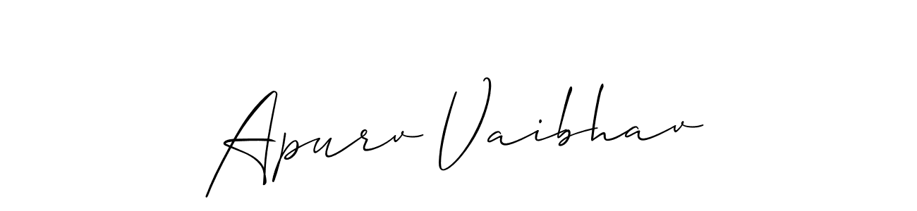 if you are searching for the best signature style for your name Apurv Vaibhav. so please give up your signature search. here we have designed multiple signature styles  using Allison_Script. Apurv Vaibhav signature style 2 images and pictures png