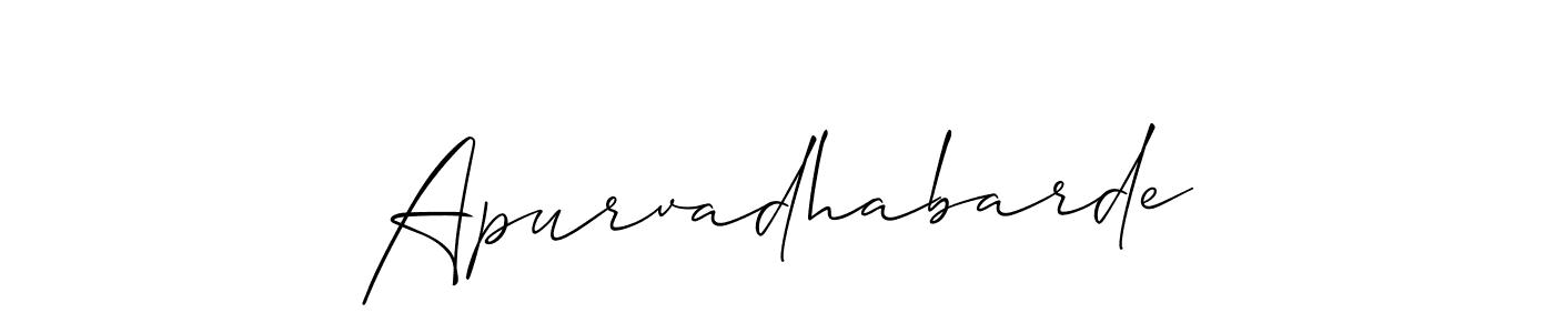 You should practise on your own different ways (Allison_Script) to write your name (Apurvadhabarde) in signature. don't let someone else do it for you. Apurvadhabarde signature style 2 images and pictures png