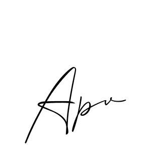 Create a beautiful signature design for name Apv. With this signature (Allison_Script) fonts, you can make a handwritten signature for free. Apv signature style 2 images and pictures png