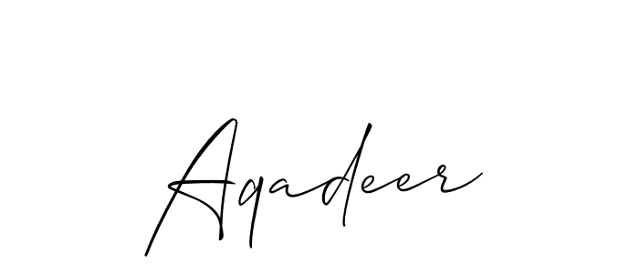 Use a signature maker to create a handwritten signature online. With this signature software, you can design (Allison_Script) your own signature for name Aqadeer. Aqadeer signature style 2 images and pictures png