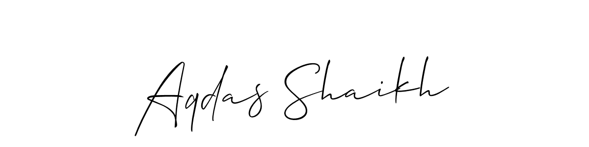 How to make Aqdas Shaikh name signature. Use Allison_Script style for creating short signs online. This is the latest handwritten sign. Aqdas Shaikh signature style 2 images and pictures png