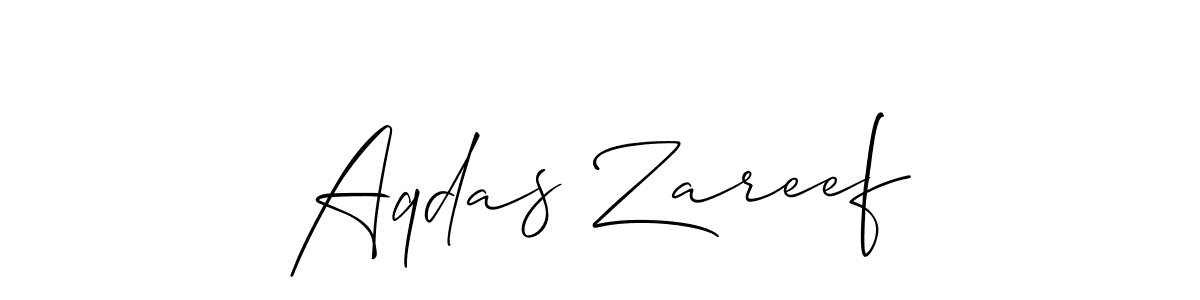 Create a beautiful signature design for name Aqdas Zareef. With this signature (Allison_Script) fonts, you can make a handwritten signature for free. Aqdas Zareef signature style 2 images and pictures png