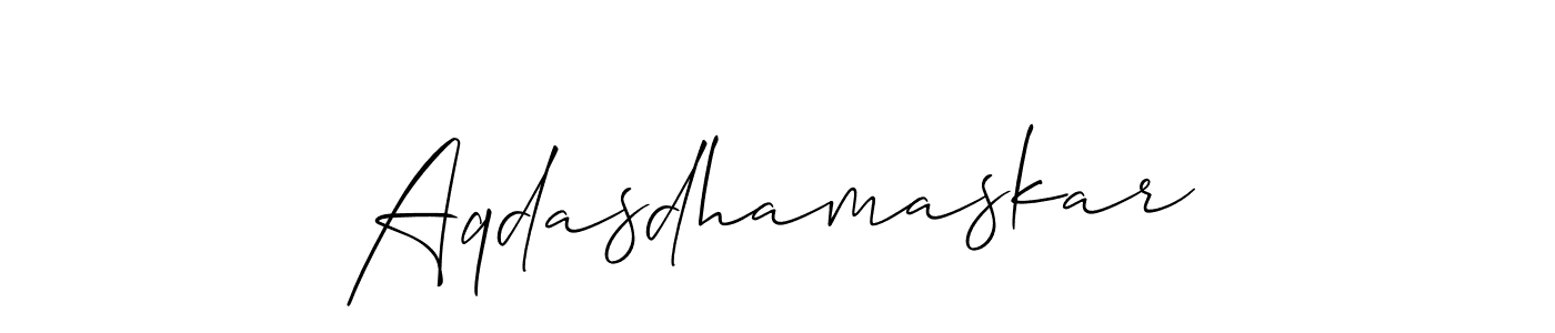 Also You can easily find your signature by using the search form. We will create Aqdasdhamaskar name handwritten signature images for you free of cost using Allison_Script sign style. Aqdasdhamaskar signature style 2 images and pictures png