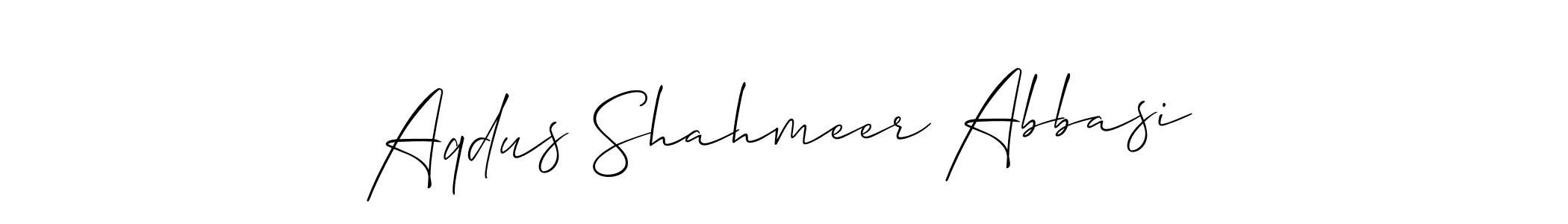 You should practise on your own different ways (Allison_Script) to write your name (Aqdus Shahmeer Abbasi) in signature. don't let someone else do it for you. Aqdus Shahmeer Abbasi signature style 2 images and pictures png