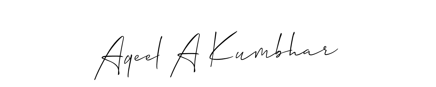 How to make Aqeel A Kumbhar name signature. Use Allison_Script style for creating short signs online. This is the latest handwritten sign. Aqeel A Kumbhar signature style 2 images and pictures png