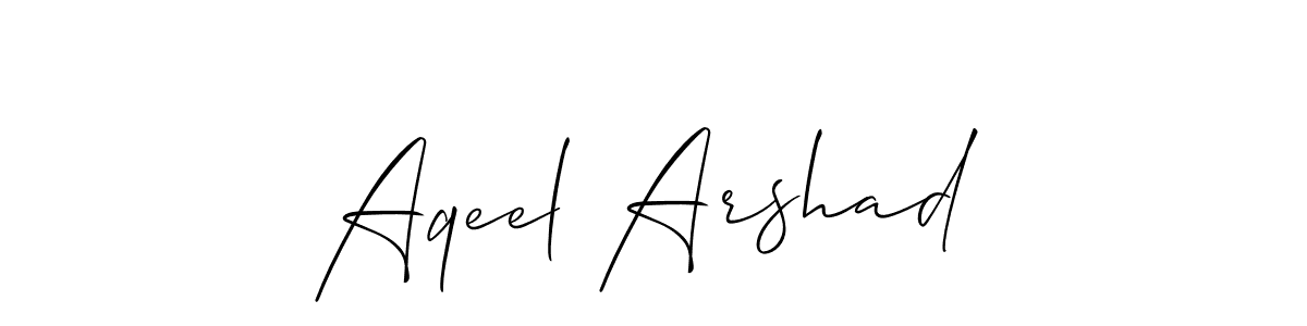 Use a signature maker to create a handwritten signature online. With this signature software, you can design (Allison_Script) your own signature for name Aqeel Arshad. Aqeel Arshad signature style 2 images and pictures png