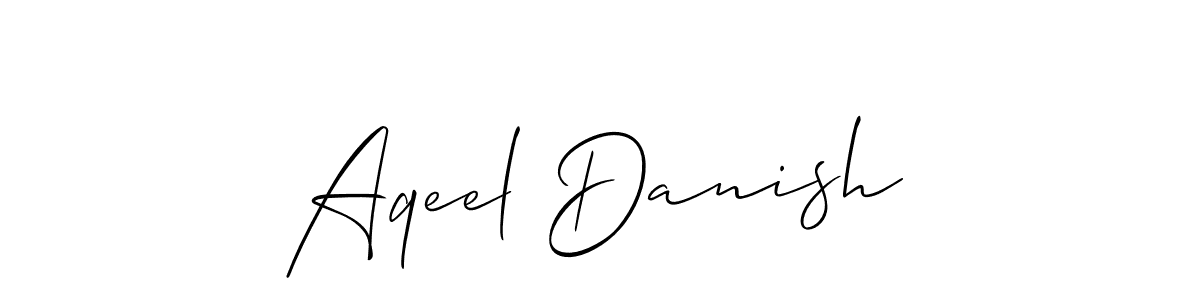 The best way (Allison_Script) to make a short signature is to pick only two or three words in your name. The name Aqeel Danish include a total of six letters. For converting this name. Aqeel Danish signature style 2 images and pictures png