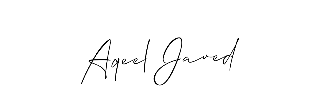 How to make Aqeel Javed name signature. Use Allison_Script style for creating short signs online. This is the latest handwritten sign. Aqeel Javed signature style 2 images and pictures png