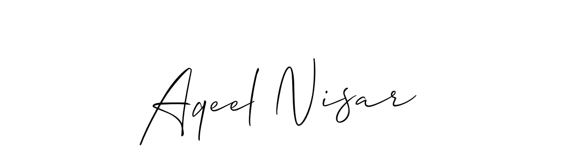 Also You can easily find your signature by using the search form. We will create Aqeel Nisar name handwritten signature images for you free of cost using Allison_Script sign style. Aqeel Nisar signature style 2 images and pictures png