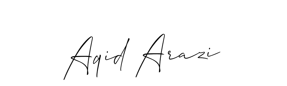 Use a signature maker to create a handwritten signature online. With this signature software, you can design (Allison_Script) your own signature for name Aqid Arazi. Aqid Arazi signature style 2 images and pictures png