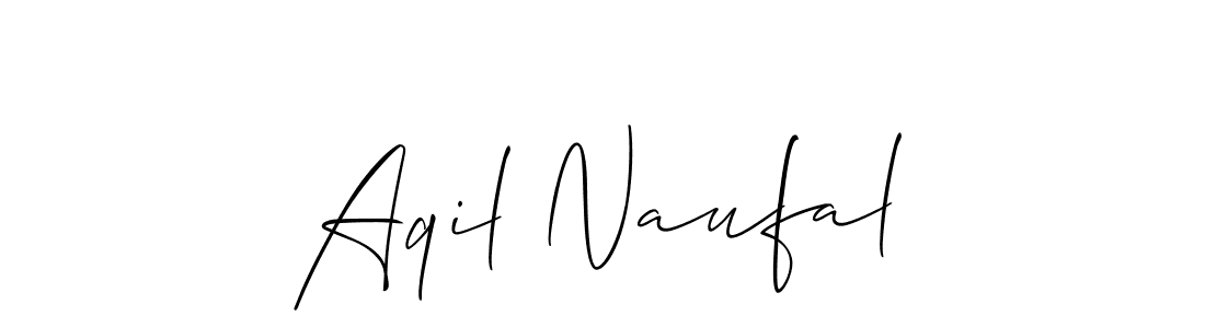 Also we have Aqil Naufal name is the best signature style. Create professional handwritten signature collection using Allison_Script autograph style. Aqil Naufal signature style 2 images and pictures png