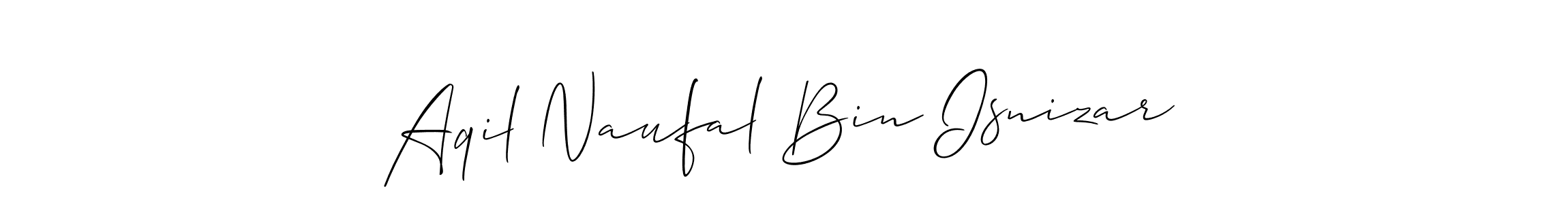 if you are searching for the best signature style for your name Aqil Naufal Bin Isnizar. so please give up your signature search. here we have designed multiple signature styles  using Allison_Script. Aqil Naufal Bin Isnizar signature style 2 images and pictures png