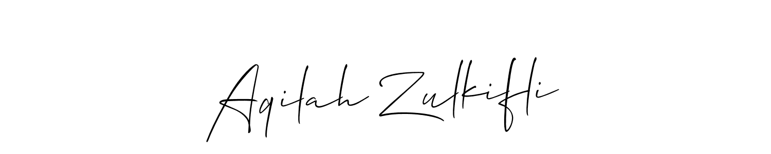 if you are searching for the best signature style for your name Aqilah Zulkifli. so please give up your signature search. here we have designed multiple signature styles  using Allison_Script. Aqilah Zulkifli signature style 2 images and pictures png