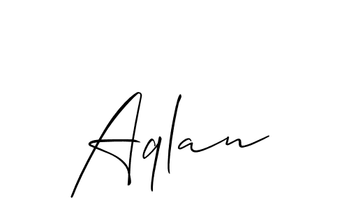 Also we have Aqlan name is the best signature style. Create professional handwritten signature collection using Allison_Script autograph style. Aqlan signature style 2 images and pictures png