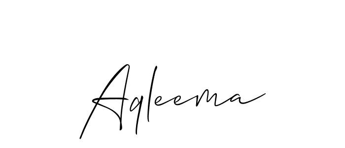 Use a signature maker to create a handwritten signature online. With this signature software, you can design (Allison_Script) your own signature for name Aqleema. Aqleema signature style 2 images and pictures png