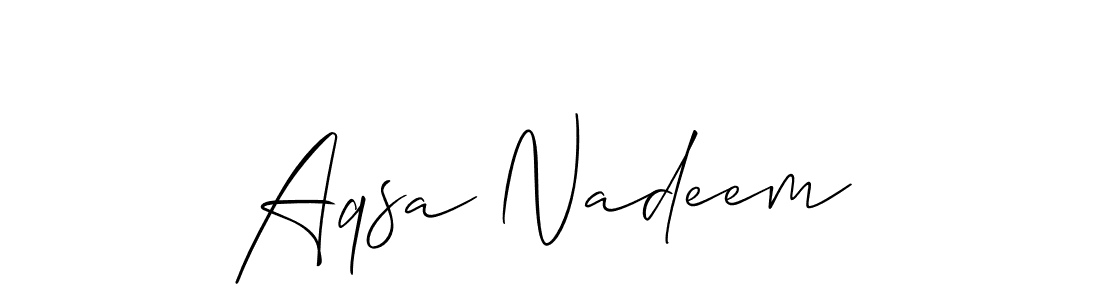 Use a signature maker to create a handwritten signature online. With this signature software, you can design (Allison_Script) your own signature for name Aqsa Nadeem. Aqsa Nadeem signature style 2 images and pictures png