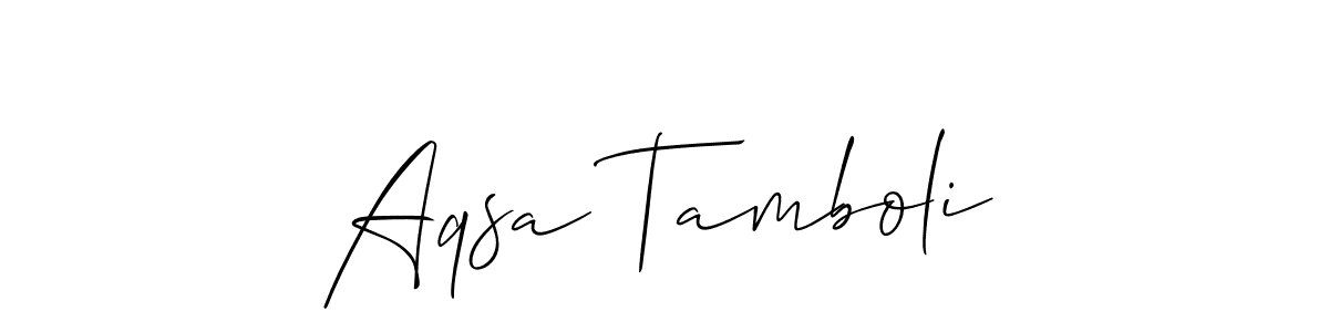 Make a beautiful signature design for name Aqsa Tamboli. With this signature (Allison_Script) style, you can create a handwritten signature for free. Aqsa Tamboli signature style 2 images and pictures png