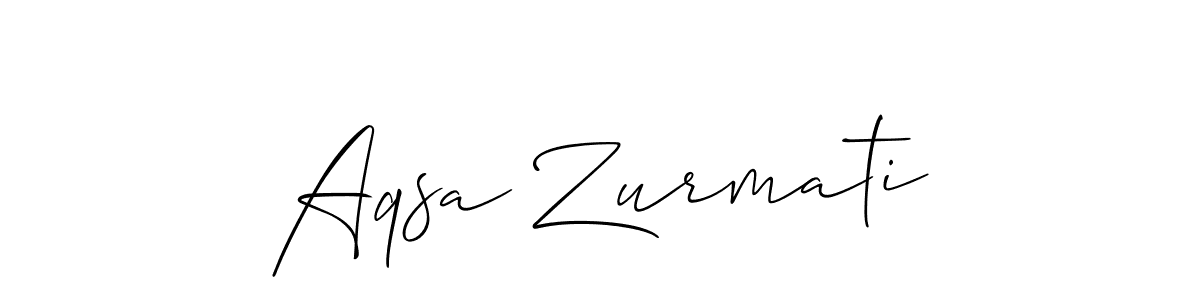How to make Aqsa Zurmati signature? Allison_Script is a professional autograph style. Create handwritten signature for Aqsa Zurmati name. Aqsa Zurmati signature style 2 images and pictures png