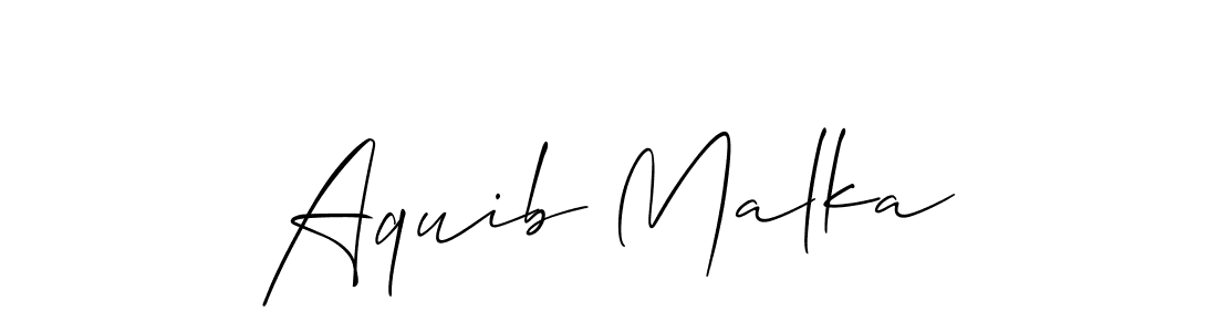 Make a beautiful signature design for name Aquib Malka. With this signature (Allison_Script) style, you can create a handwritten signature for free. Aquib Malka signature style 2 images and pictures png