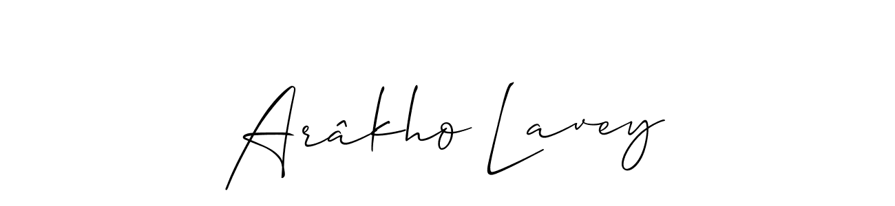 if you are searching for the best signature style for your name Arâkho Lavey. so please give up your signature search. here we have designed multiple signature styles  using Allison_Script. Arâkho Lavey signature style 2 images and pictures png