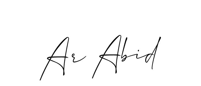 Use a signature maker to create a handwritten signature online. With this signature software, you can design (Allison_Script) your own signature for name Ar Abid. Ar Abid signature style 2 images and pictures png