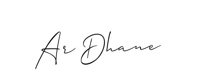 Use a signature maker to create a handwritten signature online. With this signature software, you can design (Allison_Script) your own signature for name Ar Dhane. Ar Dhane signature style 2 images and pictures png
