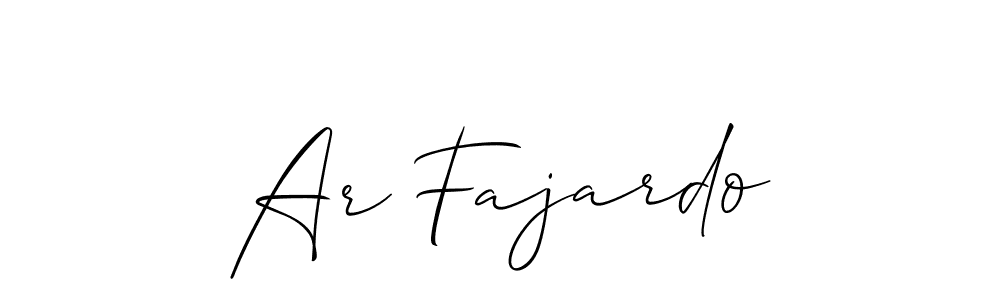 The best way (Allison_Script) to make a short signature is to pick only two or three words in your name. The name Ar Fajardo include a total of six letters. For converting this name. Ar Fajardo signature style 2 images and pictures png