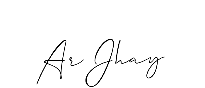 if you are searching for the best signature style for your name Ar Jhay. so please give up your signature search. here we have designed multiple signature styles  using Allison_Script. Ar Jhay signature style 2 images and pictures png