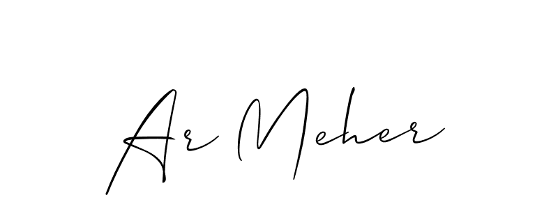 Also You can easily find your signature by using the search form. We will create Ar Meher name handwritten signature images for you free of cost using Allison_Script sign style. Ar Meher signature style 2 images and pictures png