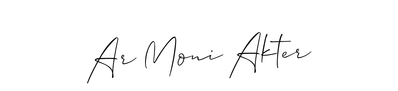 It looks lik you need a new signature style for name Ar Moni Akter. Design unique handwritten (Allison_Script) signature with our free signature maker in just a few clicks. Ar Moni Akter signature style 2 images and pictures png