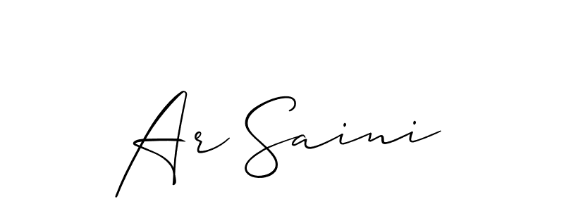 The best way (Allison_Script) to make a short signature is to pick only two or three words in your name. The name Ar Saini include a total of six letters. For converting this name. Ar Saini signature style 2 images and pictures png