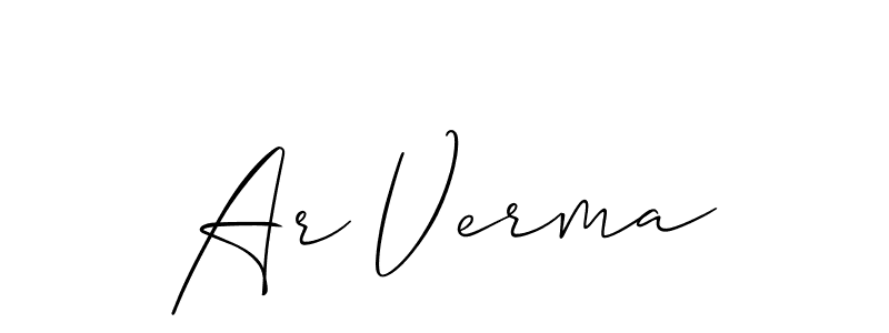 Also we have Ar Verma name is the best signature style. Create professional handwritten signature collection using Allison_Script autograph style. Ar Verma signature style 2 images and pictures png