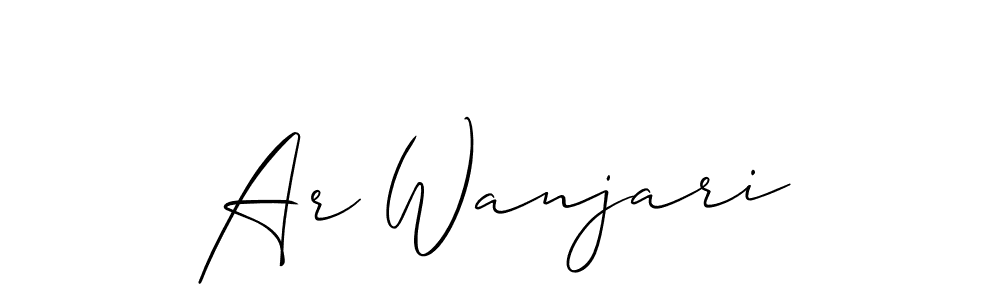 This is the best signature style for the Ar Wanjari name. Also you like these signature font (Allison_Script). Mix name signature. Ar Wanjari signature style 2 images and pictures png