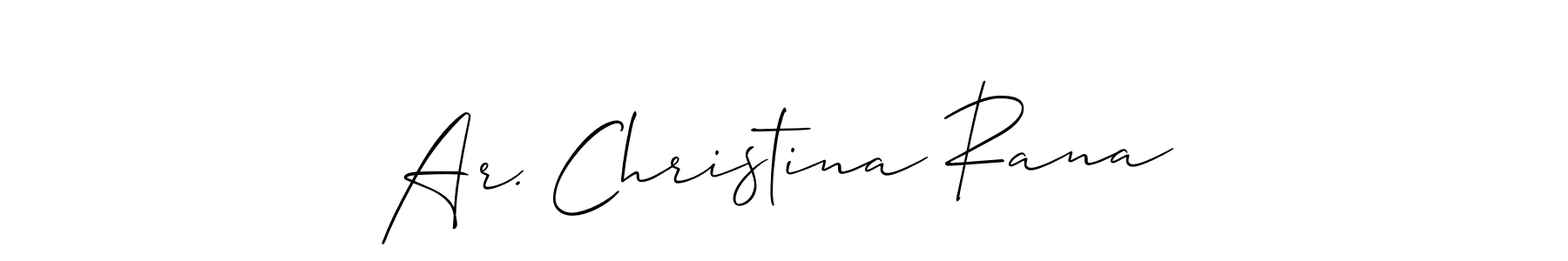 Allison_Script is a professional signature style that is perfect for those who want to add a touch of class to their signature. It is also a great choice for those who want to make their signature more unique. Get Ar. Christina Rana name to fancy signature for free. Ar. Christina Rana signature style 2 images and pictures png
