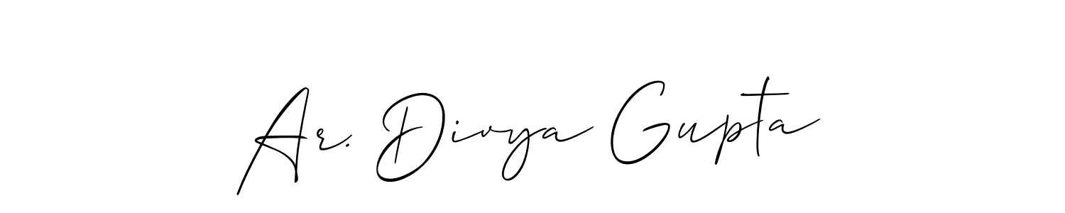 Make a short Ar. Divya Gupta signature style. Manage your documents anywhere anytime using Allison_Script. Create and add eSignatures, submit forms, share and send files easily. Ar. Divya Gupta signature style 2 images and pictures png