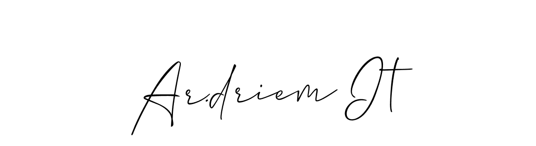 Design your own signature with our free online signature maker. With this signature software, you can create a handwritten (Allison_Script) signature for name Ar.driem It. Ar.driem It signature style 2 images and pictures png