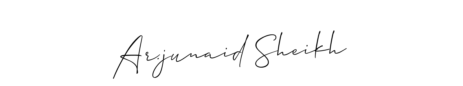 It looks lik you need a new signature style for name Ar.junaid Sheikh. Design unique handwritten (Allison_Script) signature with our free signature maker in just a few clicks. Ar.junaid Sheikh signature style 2 images and pictures png