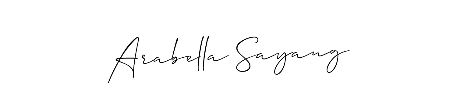 Allison_Script is a professional signature style that is perfect for those who want to add a touch of class to their signature. It is also a great choice for those who want to make their signature more unique. Get Arabella Sayang name to fancy signature for free. Arabella Sayang signature style 2 images and pictures png