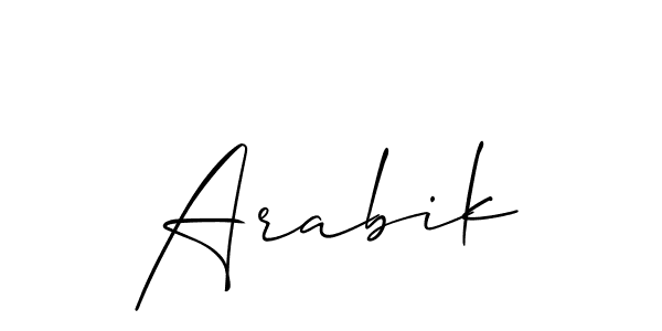 How to make Arabik signature? Allison_Script is a professional autograph style. Create handwritten signature for Arabik name. Arabik signature style 2 images and pictures png