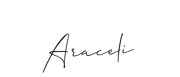 Use a signature maker to create a handwritten signature online. With this signature software, you can design (Allison_Script) your own signature for name Araceli. Araceli signature style 2 images and pictures png
