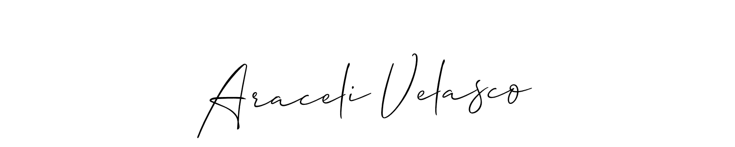 Araceli Velasco stylish signature style. Best Handwritten Sign (Allison_Script) for my name. Handwritten Signature Collection Ideas for my name Araceli Velasco. Araceli Velasco signature style 2 images and pictures png