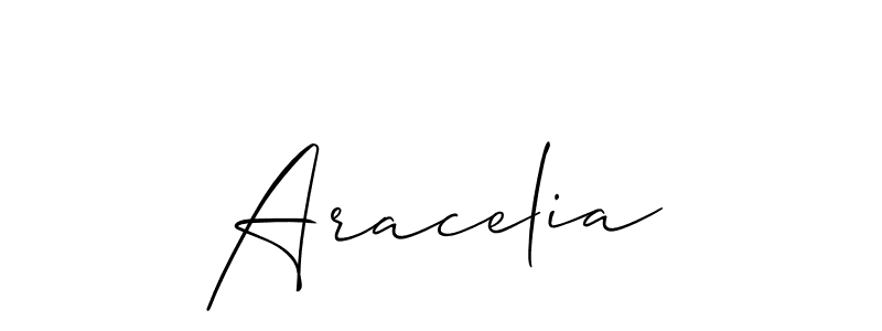 The best way (Allison_Script) to make a short signature is to pick only two or three words in your name. The name Aracelia include a total of six letters. For converting this name. Aracelia signature style 2 images and pictures png