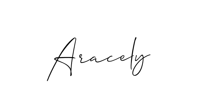 It looks lik you need a new signature style for name Aracely. Design unique handwritten (Allison_Script) signature with our free signature maker in just a few clicks. Aracely signature style 2 images and pictures png